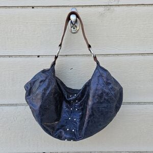 Miss Mak Designs leather hobo bag colorshift gray purple blue